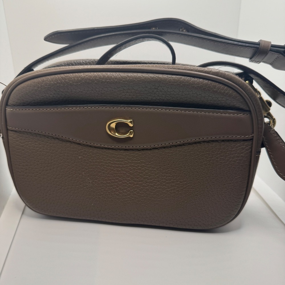 Coach Pebble Leather Bag Brown Gold C Logo Crossbody